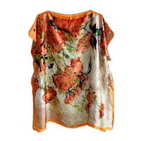 La Marey Pink with White Flower Silk Feeling Kaftan (34.25"x35.43")