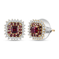 D'Joy Premium Anthill Garnet and Moissanite 1.85 ctw Crimson Core Earrings in 18K Vermeil Yellow Gold Over Sterling Silver