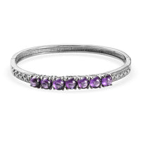 EverTrue Simulated Amethyst Color Diamond Bangle Bracelet in Stainless Steel (6.50 In) 14.15 ctw