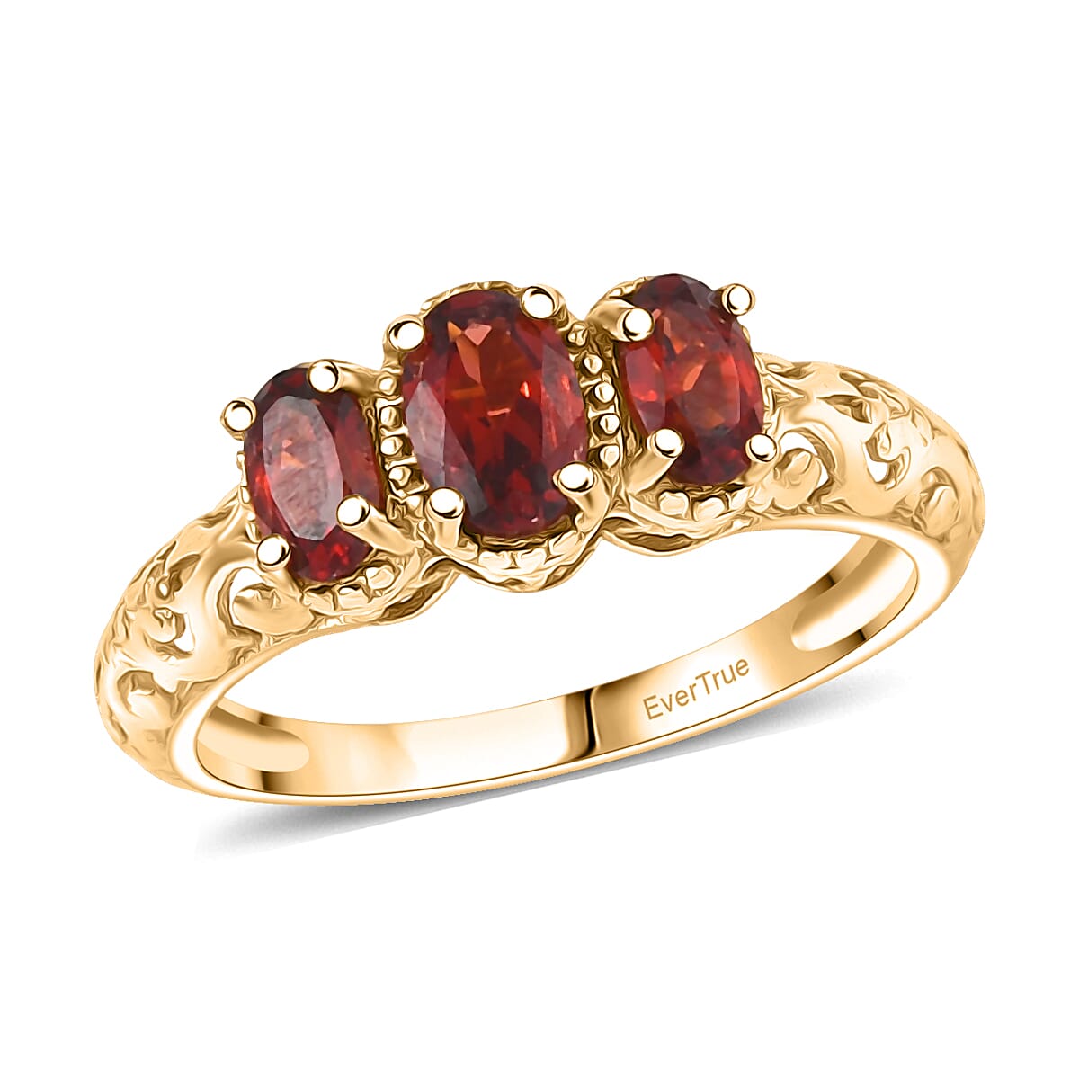 EverTrue Mozambique Garnet Ring in 18K YG Plated (Size 10.0) 1.15 ctw