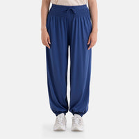 La Marey Black knit Wear Smocked Waist Pants with Elastic Ankles
