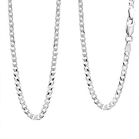 Italian Rhodium Over Sterling Silver Flat Curb Chain Necklace 18 Inches 5.20 Grams