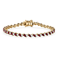 D'Joy Premium Anthill Garnet, Moissanite Bracelet in 18K Vermeil YG Over Sterling Silver (6.50 In) 4.40 ctw