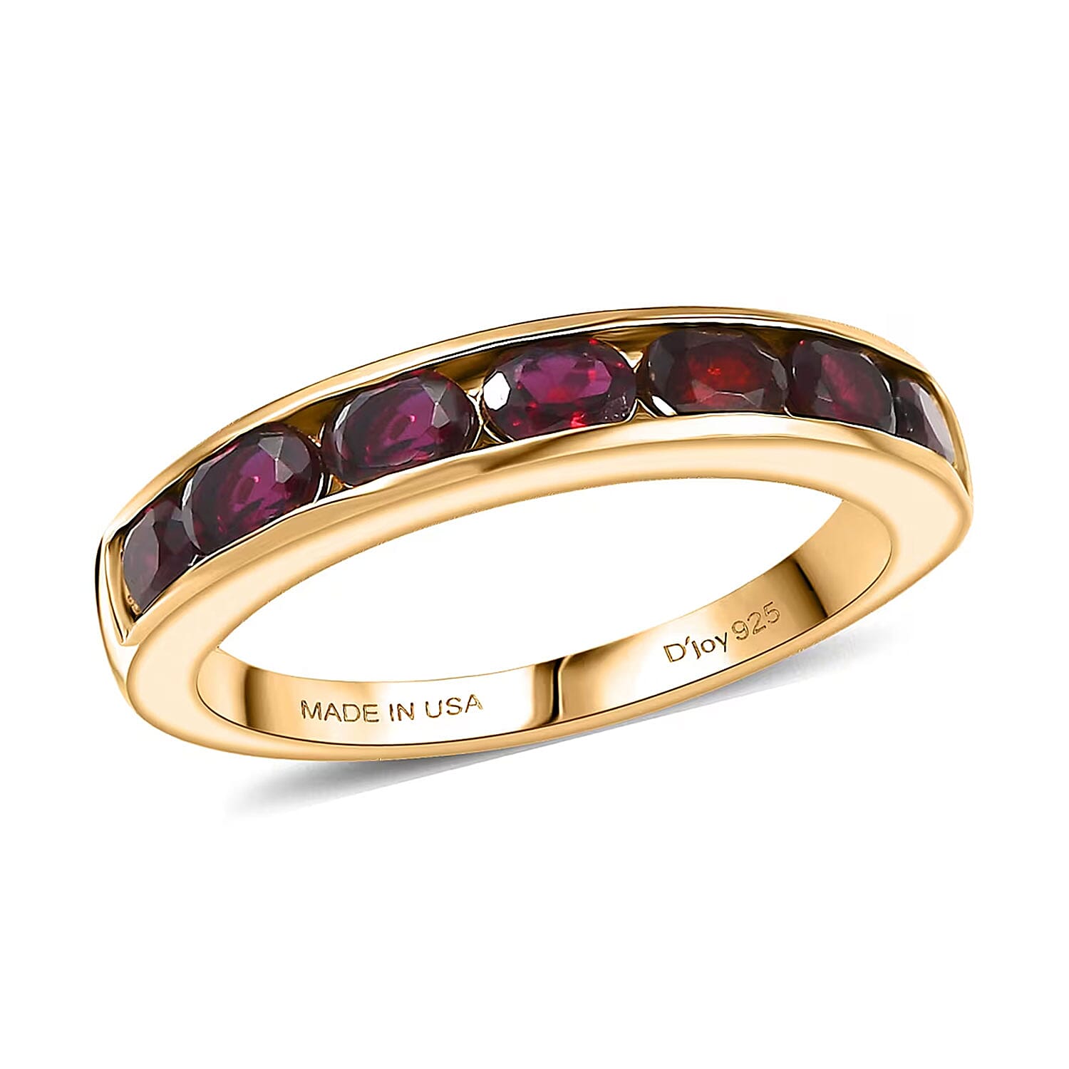 D'Joy Premium Anthill Garnet 7 Stone Ring in 18K Vermeil YG Over Sterling Silver (Size 10.0) 1.50 ctw