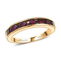 D'Joy Premium Anthill Garnet 7 Stone Ring in 18K Vermeil YG Over Sterling Silver (Size 10.0) 1.50 ctw