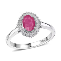 D'Joy Mozambique Ruby and Diamond Ring in Rhodium Over Sterling Silver (Size 10.0) 1.30 ctw