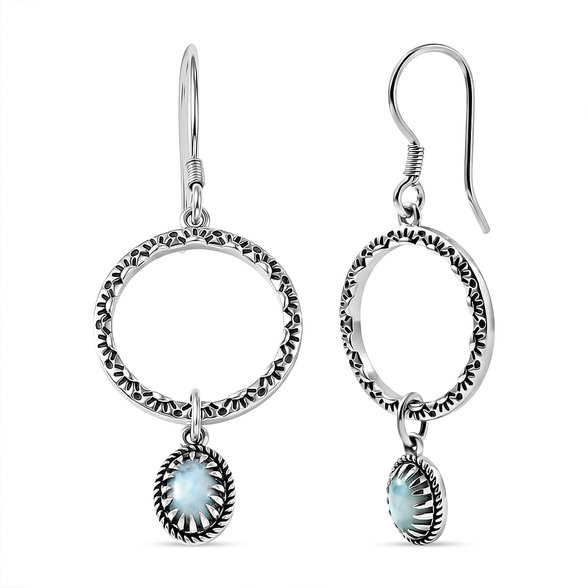 D'Joy Artistry to Israel Artisan Crafted Premium Larimar 1.90 ctw Earrings in Sterling Silver