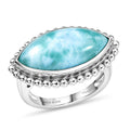 D'Joy Passport to Israel Larimar Solitaire Ring in Platinum Over Sterling Silver (Size 10.0) 9.25 ctw - Sticky add to cart bar