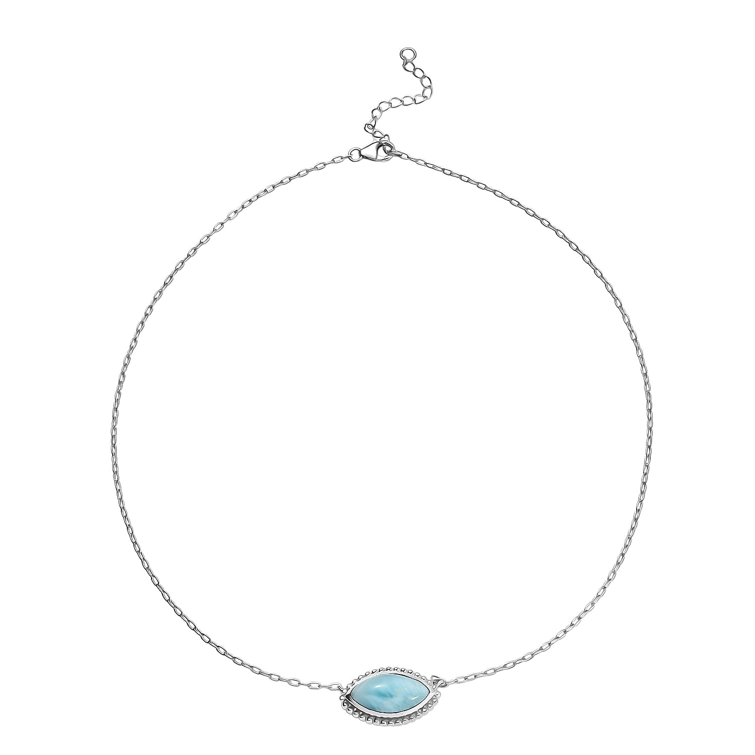 D'Joy Passport to Israel AAA Larimar 9.25 ctw Necklace in Platinum Over Sterling Silver 18-20 Inches