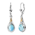 AAA Larimar and Luxuriant Lab Grown Diamond G-H SI 3.10 ctw Ocean Joy Earrings in 18K Vermeil YG and Rhodium Over Sterling Silver - Sticky add to cart bar