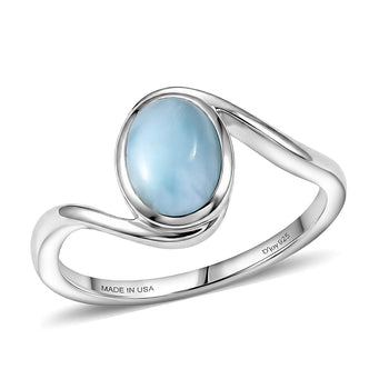 D'Joy AAA Larimar Ring in Rhodium Over Sterling Silver (Size 10.0) 1.50 ctw - Product card gallery slide 1 (10178424668473)