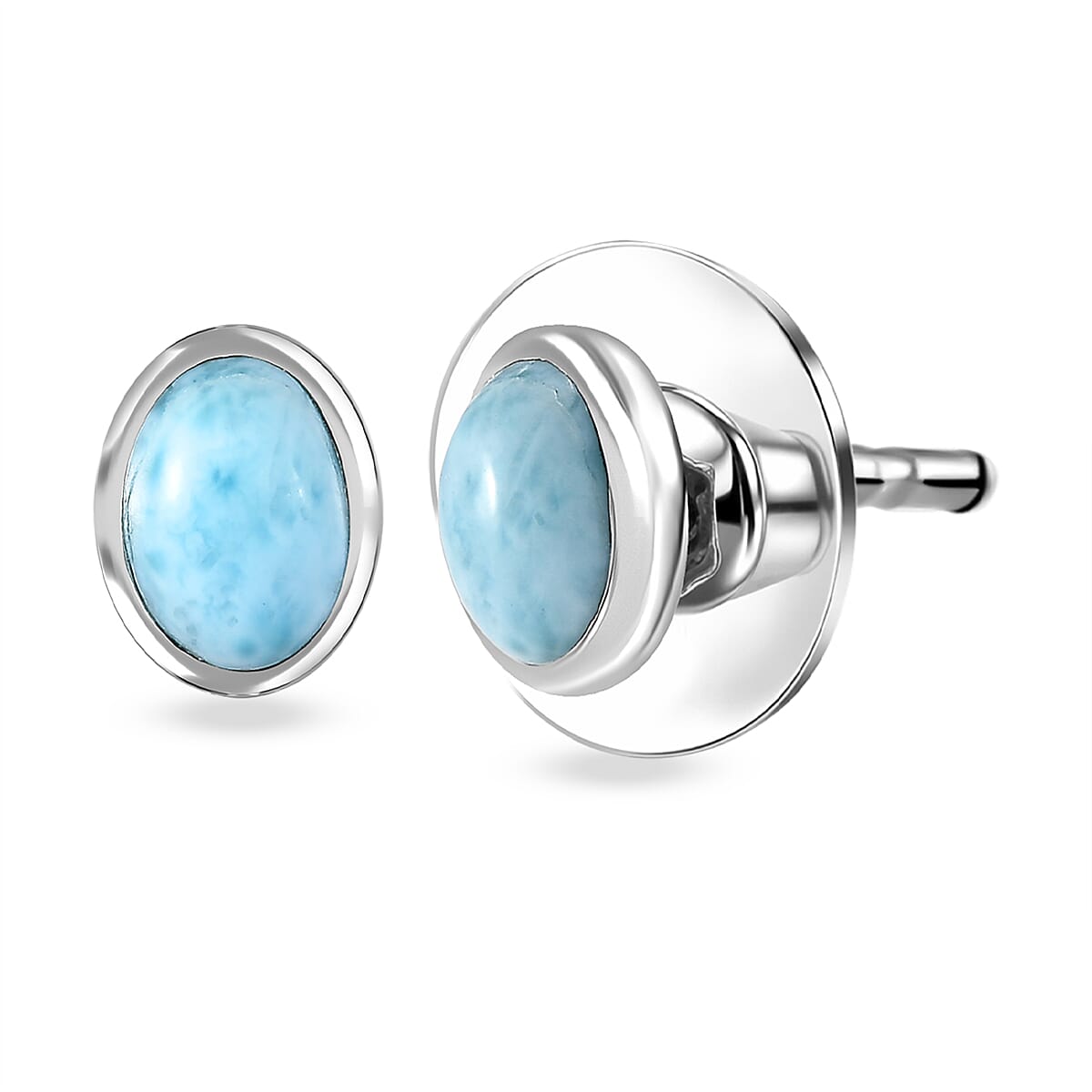 D'Joy AAA Larimar 2.00 ctw Stud Earrings in Rhodium Over Sterling Silver
