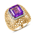 D'Joy Passport to Turkey African Amethyst, White Zircon Filigree Work Ring in 18K Vermeil YG Over Sterling Silver (Size 10.0) 6.25 ctw - Sticky add to cart bar