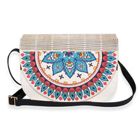 Passage Multi Color Boho Medallion Print Wood Round Shoulder Bag