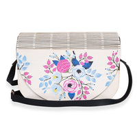 Passage Multi Color Floral Print Wood Round Shoulder Bag