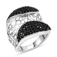 D'Joy Passport to Turkey Thai Black Spinel Ring in Rhodium Over Sterling Silver (Size 10.0) 1.20 ctw