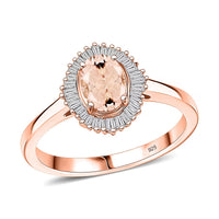 D'Joy Marropino Morganite and Diamond Ring in 18K Vermeil Rose Gold Sterling Silver (Size 10) 1.01 ctw