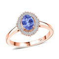 D'Joy Tanzanite and Diamond Ring in 18K Vermeil Rose Gold Over Sterling Silver (Size 10.0) 1.00 ctw - Sticky add to cart bar