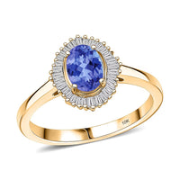 D'Joy Tanzanite and Diamond Ring in 18K Vermeil Rose Gold Over Sterling Silver (Size 10.0) 1.00 ctw