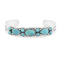 Santa Fe Style Kingman Turquoise  Bracelet in Sterling Silver (7.00 In) 16.00 ctw
