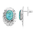 Santa Fe Style Kingman Turquoise Earrings in Sterling Silver 10.00 ctw - Sticky add to cart bar