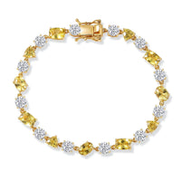 D'Joy Premium Golden Apatite, Moissanite Bracelet in 18K Vermeil YG Over Sterling Silver (7.25 In) 13.90 ctw
