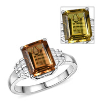 EverTrue Autumn Alexite, White Zircon Ring in Platinum Bond (Size 10.0) 3.60 ctw