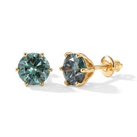 Luxuriant Lab Grown Green Diamond (IR) (SI) 2.00 ctw Timeless Promise Stud Earrings in 10K Yellow Gold (Ships in 10-12 Days)