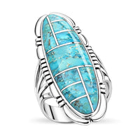 Santa  Fe Style Kingman Turquoise Ring in Sterling Silver (Size 10.0) 11.00 ctw