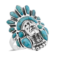 Santa Fe Style Kingman Turquoise Ring in Sterling Silver (Size 10.0) 16.00 ctw
