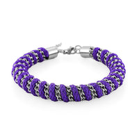 Purple Color Cord Bracelet in Stainless Steel (8-10In)