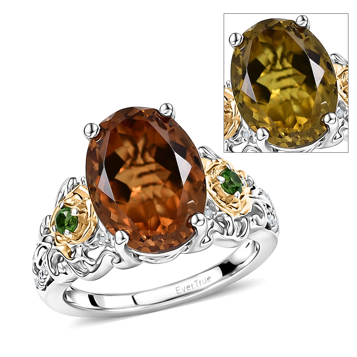 EverTrue Autumn Alexite, Multi Gemstone Ring in 18K YG Plated and Platinum Bond (Size 10.0) 5.90 ctw