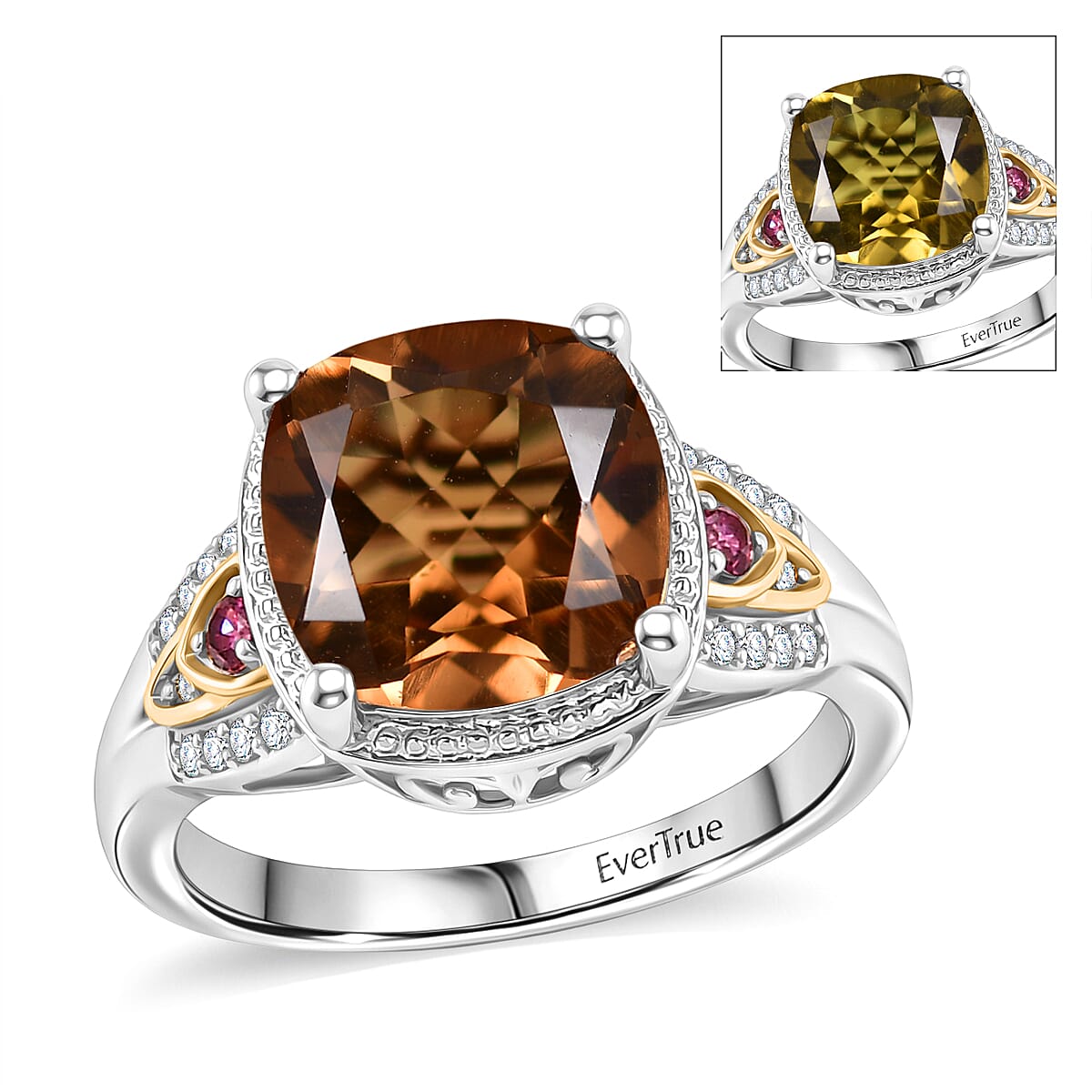 EverTrue Autumn Alexite, Multi Gemstone Ring in 18K YG Plated and Platinum Bond (Size 10.0) 4.40 ctw