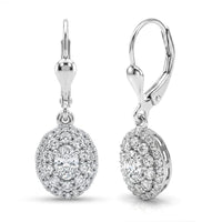 Luxuriant Lab Grown Diamond (G-H, SI) Earrings in Rhodium Over Sterling Silver 1.10 ctw