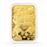 24K Golden Teddy Bears Holding a Heart Emboss Sheet 31x45.5mm 10mg