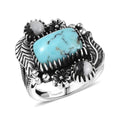 D'Joy Artisan Crafted Premium Blue Moon Turquoise, White Buffalo Ring in Sterling Silver (Size 10.0) 4.90 ctw - Sticky add to cart bar