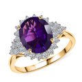 10K Yellow Gold AAA Brejinho Amethyst, Luxuriant Lab Grown Diamond (G-H, SI) (0.70 cts) Ring (Size 10.0) 4.85 ctw - Sticky add to cart bar