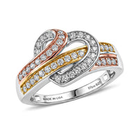 Luxuriant Lab Grown Diamond (G-H, SI) Ring in 18K Vermeil YRG and Rhodium Over Sterling Silver (Size 7.0) 0.50 ctw