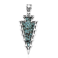 D'Joy Artisan Crafted Premium Blue Moon Turquoise 7.00 ctw Arrow Pendant without Chain in Sterling Silver