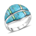 Santa Fe Style Kingman Turquoise, Opal Ring in Sterling Silver (Size 10.0) 10.60 ctw - Sticky add to cart bar