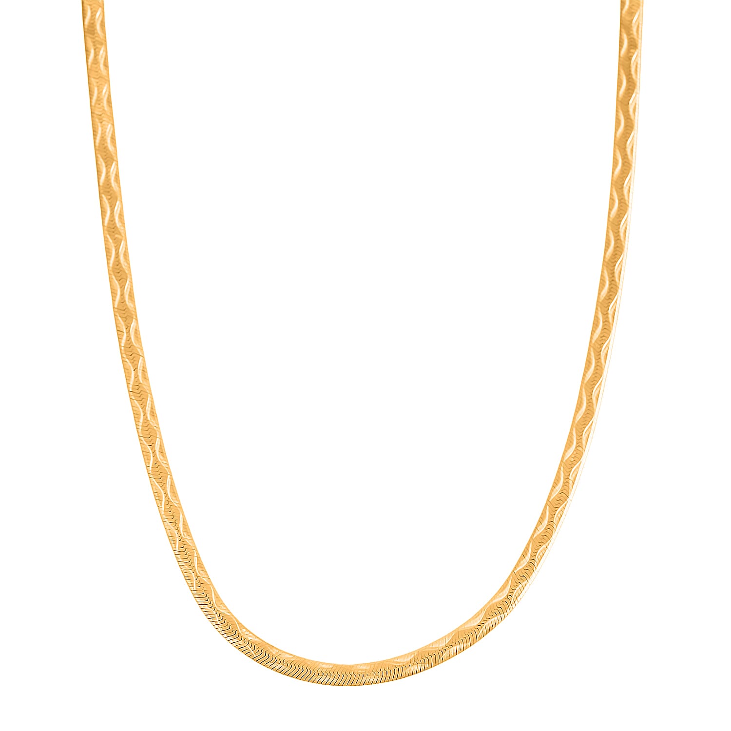 14K YG Over Sterling Silver Textured Wavy Chain Necklace (18 Inches) (3.60 g)