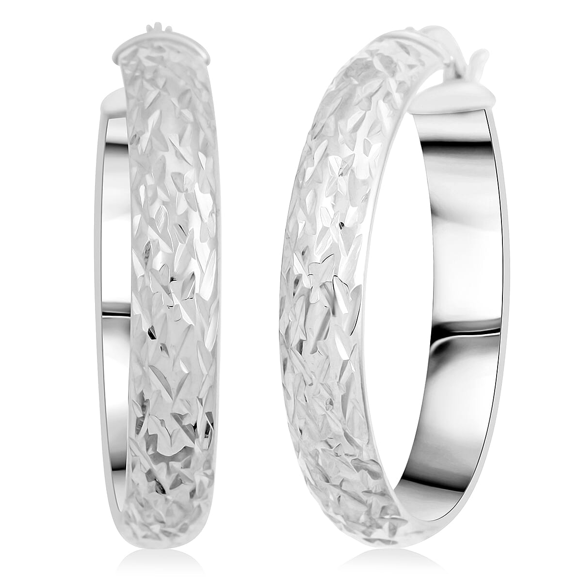 Sterling Silver Textured Hoop Earrings (4 g)