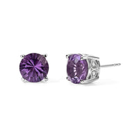 D''Joy Rose De France Amethyst and White Zircon 5.00 ctw Solitaire Stud Push Post Earrings in Platinum Over Sterling Silver