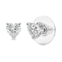 D'Joy Premium Moissanite 1.65 ctw Heart Stud Earrings in Rhodium Over Sterling Silver