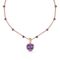 D'Joy Premium Rose De France Amethyst 23.10 ctw Fancy Necklace in 18K Vermeil Rose Gold Over Sterling Silver 18-20 Inches - Sticky add to cart bar