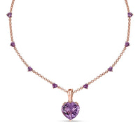 D'Joy Premium Rose De France Amethyst 23.10 ctw Fancy Necklace in 18K Vermeil Rose Gold Over Sterling Silver 18-20 Inches