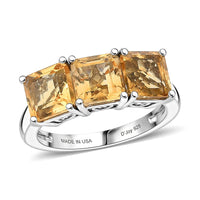 D'Joy Brazilian Citrine Ring in Platinum Over Sterling Silver (Size 10.0) 3.50 ctw