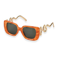 Orange UV400 Gold Snake Temples Design Sunglasses