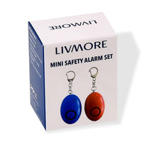 Livmore Black Set of 2 Mini Safety Alarm Keychain with LED