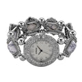 Strada White Resin SL68 Quartz Movement Stretch Bracelet Watch in Silvertone - Sticky add to cart bar
